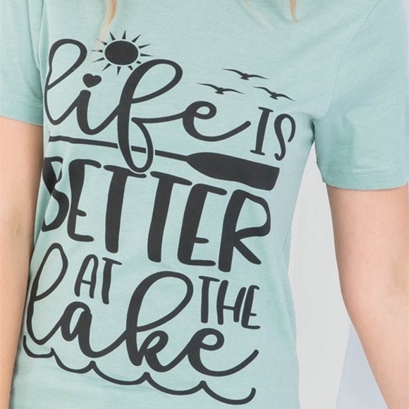 Mint Green ‘Life is Better at the Lake’ Graphic Tee - Picture 7 of 14
